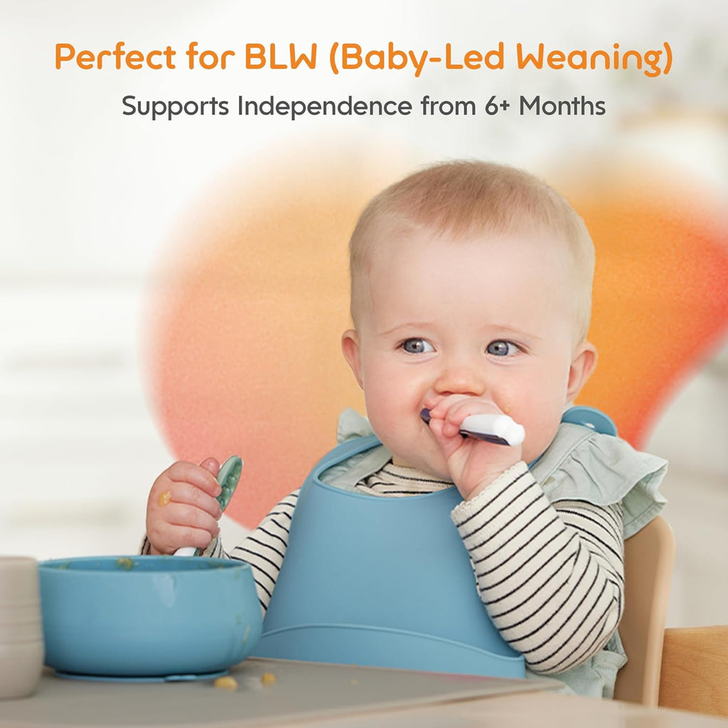 NumNum Baby Spoons Set - GOOtensils for Self-Feeding | Silicone, BPA-Free, 2 Pack in Olive & Newbury Navy