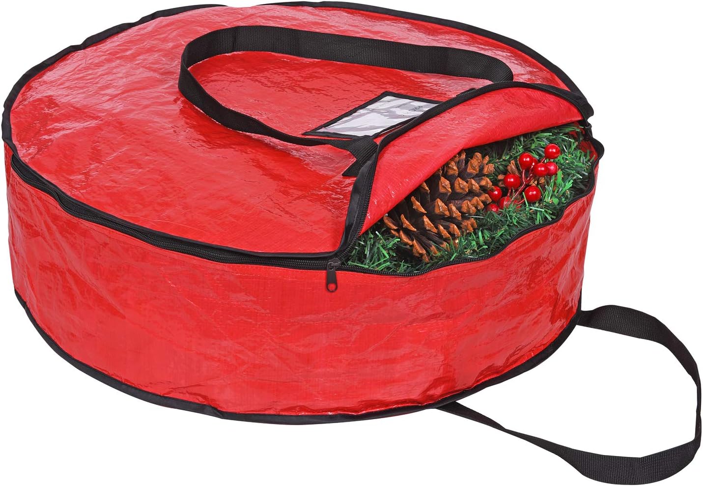 ProPik Christmas Wreath Storage Bag - Heavy-Duty Tear-Resistant Holiday Container | 36” X 8” (Red)