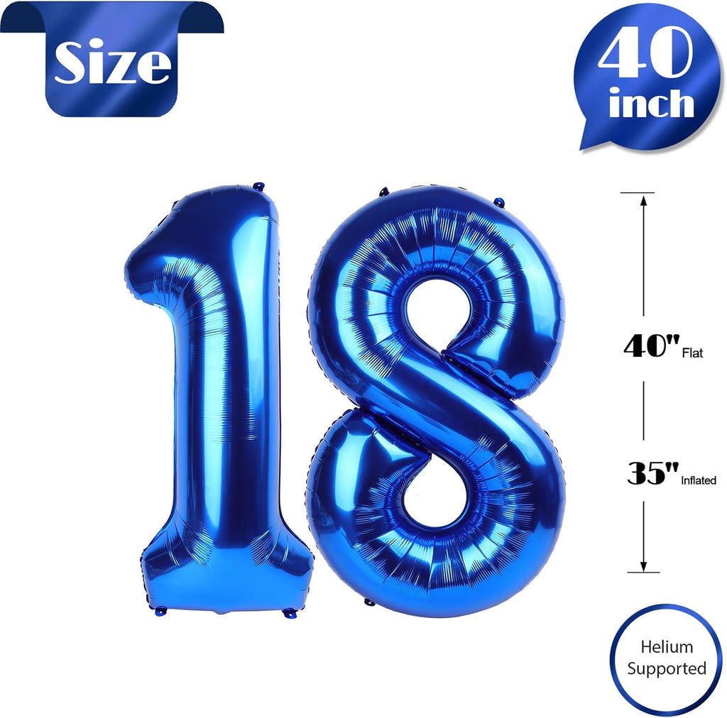 Number 18 Balloon - Navy Blue 40 Inch | Perfect for 18th Birthday Celebrations & Party Decor