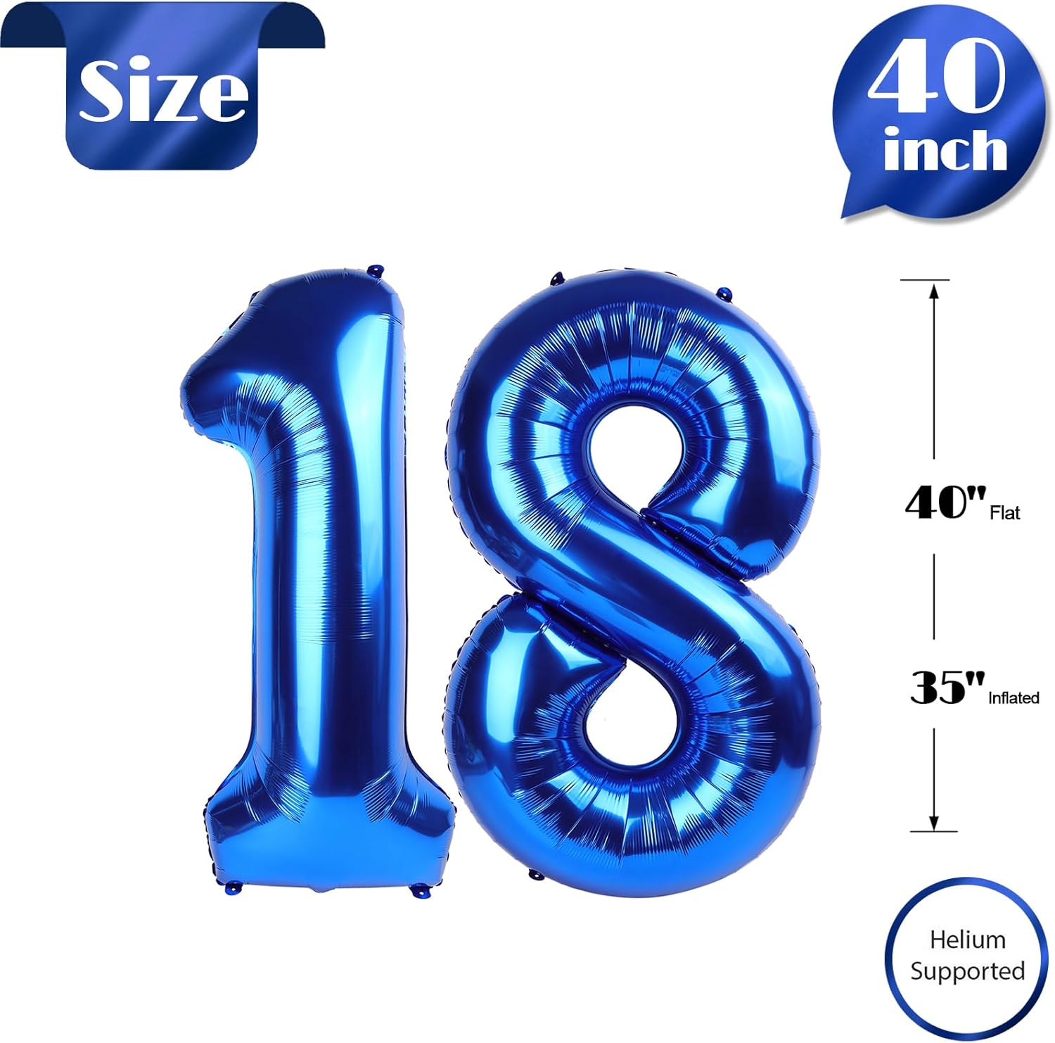 Number 18 Balloon - Navy Blue 40 Inch | Perfect for 18th Birthday Celebrations & Party Decor