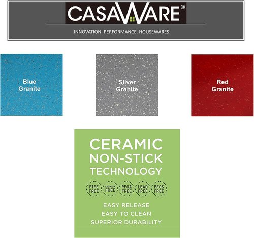 CasaWare Large Flat Baking Cookie Sheet - 12.5 x 14-Inch with Non-Stick Ceramic Coating | Blue Granite