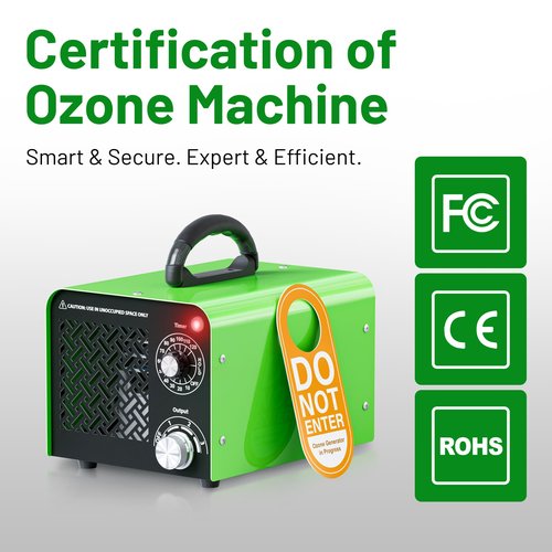 Ozone Generator 90,000mg, 3-Level Ozone Adjustment and Triple-Layer Ozone Output Board–Ozone Machine for Areas Up to 5,500 sq. ft,Ozone Odor Eliminator for Home, Cars, Rooms, Smoke, and Pet (Green)