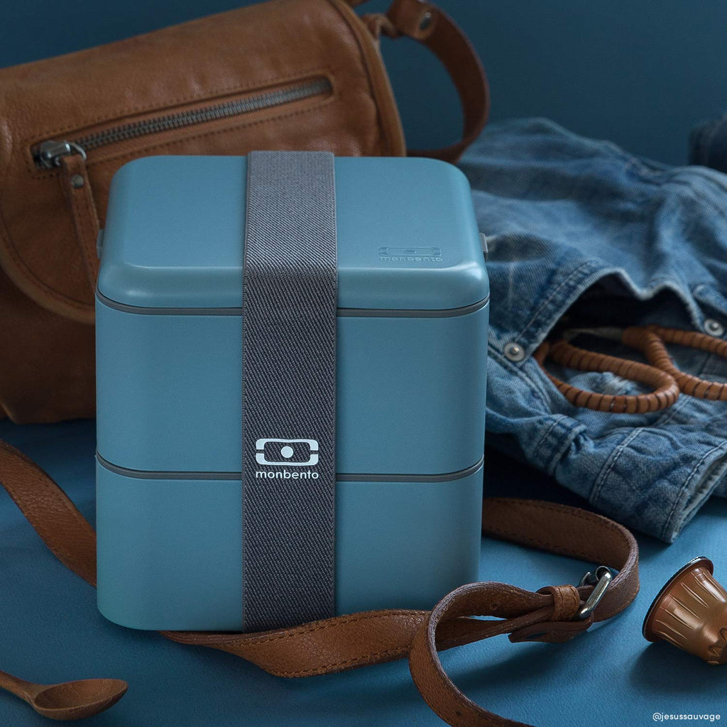 monbento - Large Bento Lunch Box MB Square Sakura with 2 Compartments - 57 oz - Leakproof Lunch Box for Work/Picnic/Meal Prep - BPA Free - Microwave & Dishwasher Safe - Japanese Flowers - Grey