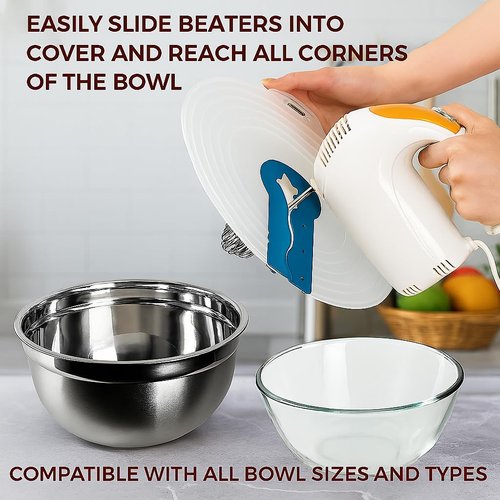 12 Inch Mixing Bowl Splatter Guard – BPA-Free Anti-Splash Screen for Hand & Electric Mixers – Flexible Fit, Transparent Silicone & PP, Dishwasher Safe by Dependable Industries Blue