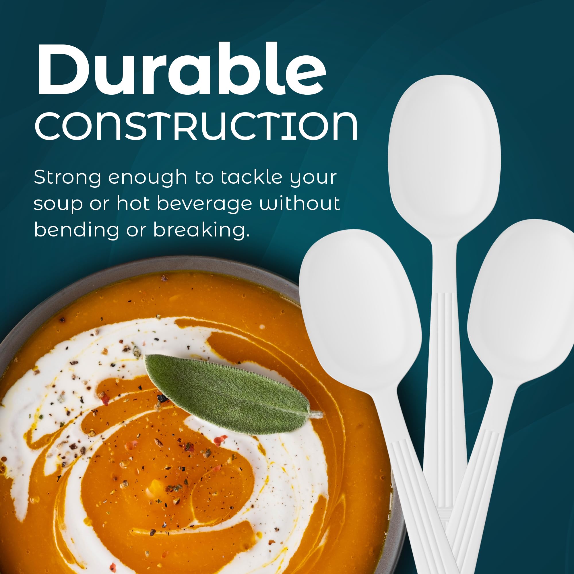 Plastic Soup Spoons Heavy Duty - Pack of 500 Disposable Spoons Utensils - Cutlery for Parties and Events Pack