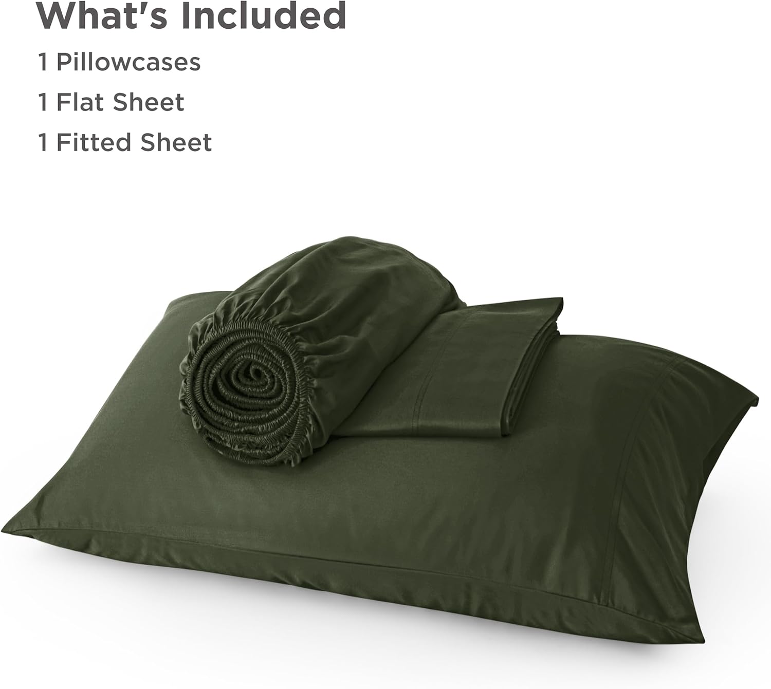 Bedsure Cooling Twin XL Sheets - Breathable Rayon from Bamboo | Soft, Deep Pocket, Olive Green
