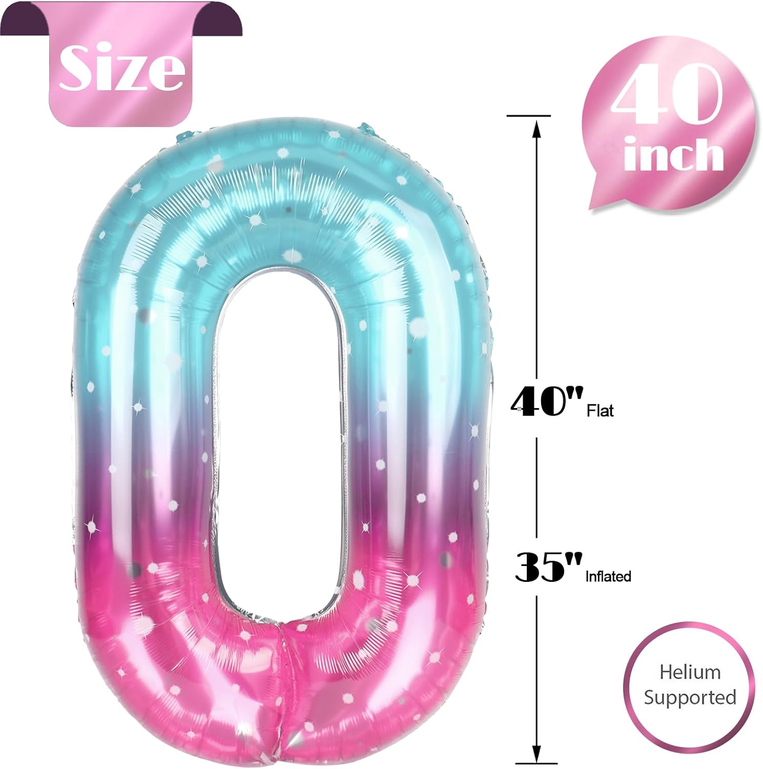Starry Sky 40-Inch Number 0 Balloon - Perfect for 10th to 60th Birthday Celebrations | Party Decorations
