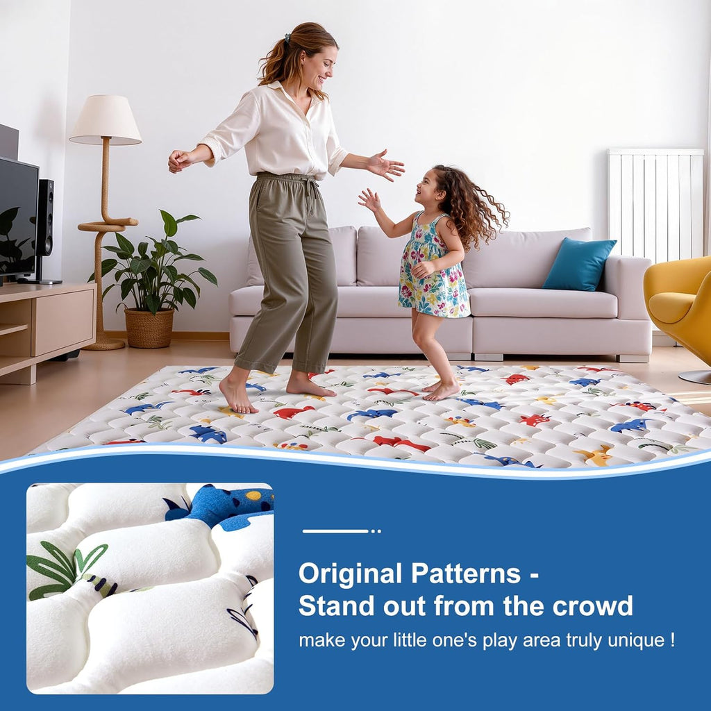 Odorless Premium Foam Baby Play Mat - Soft Hypoallergenic Crawling Mat | 50" x 50" Non-Slip Cushioning