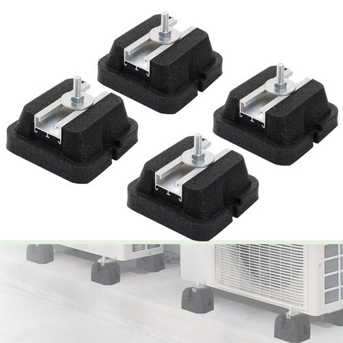 4 Pack Floor Mounting Base Kit for Mini Split Air Conditioner Condensers Heat Pump System, Mini Split Rubber Feet, Heavy-Duty Rubber Anti-Vibration Isolator Mounting Bracket Support Up to 1100 LB