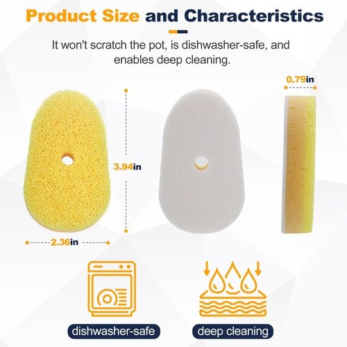 6 Packs Refill Heads Compatible with Dish Daddy,Non-Scratch Wand Refill Sponge Heads Compatible with Scrub Daddy,Upgrade Much Thicker and Durable