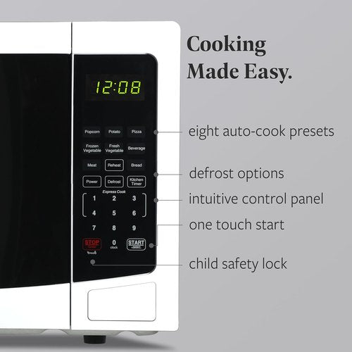 Farberware 1.1 Cu. Ft. Microwave Oven - 1000 Watts, Auto Cook, Easy Clean & Child Safety Lock | White