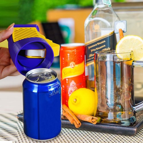 3D Printed Beverage Can Opener - Quick and Easy Tool for Beer, Soda, and Pull-Tab Cans - for Women with Long or Acrylic Nails (Blue)