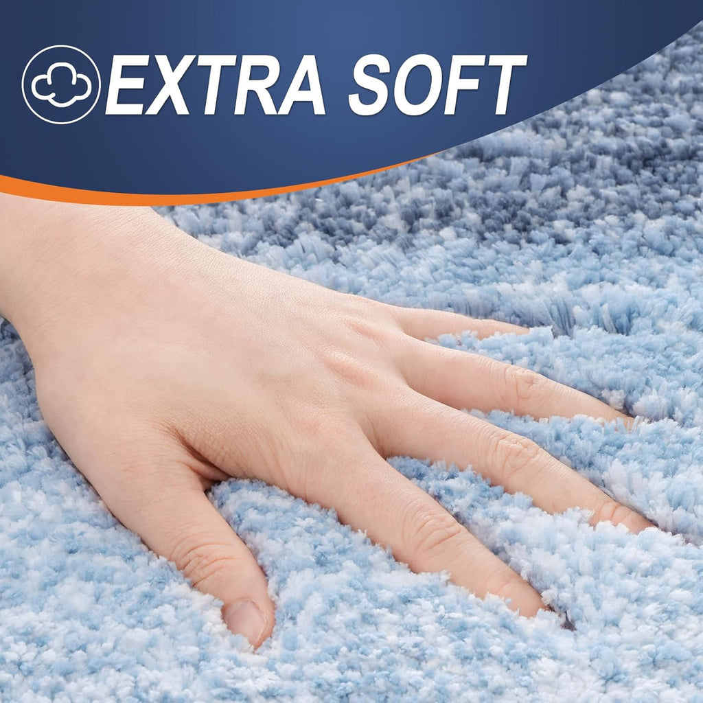 OLANLY Large Bathroom Rugs - Extra Soft Microfiber Mat 40x24 | Quick Dry, Machine Washable, Blue