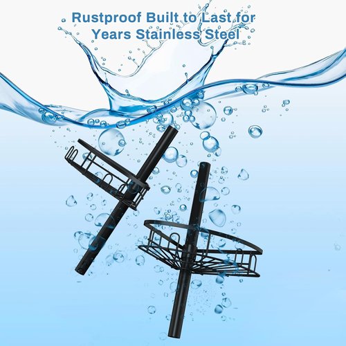 Cutefafa Rustproof Corner Shower Caddy - Height Adjustable Tension Pole with 4 Large Baskets | 23.6 to 114.5 Inch