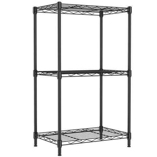 IZEUK 3 Tier Metal Wire Shelving Rack Storage Shelves for Kitchen, Bedroom, Living Room or Laundry Room, Black, 17.7" W x 11.8" D x 28.8" H