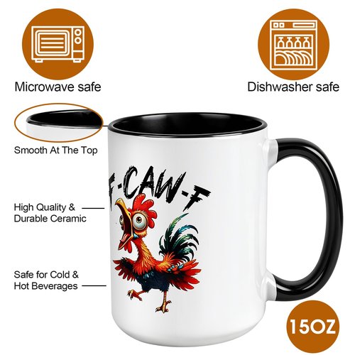 YKSINX Funny Coffee Mug for Women Men,15oz Ceramic cawf Chicken Cup,Novelty Coffee Mugs,Funny Birthday Gifts for Friends,Family,Fun White Elephant Gifts for Adults,Unique Office Gifts for Coworkers