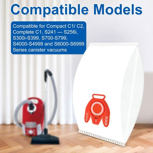 Hezane 10 Pack 3D Airclean FJM Vacuum Bags Compatible with Miele,3D Efficiency suitable for Miele C1/C2,S241,S290,S300i,S500,S700,S4,S6 Series,With motor protection filters & AirClean filter