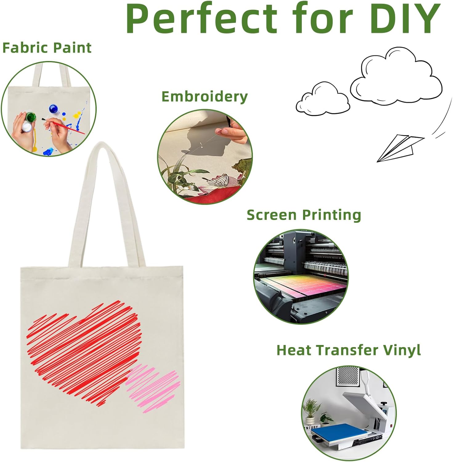 Skiennix Canvas Tote Bags - Reusable Blank Shopping & Grocery Bags | 6, 12, 24, 48 Pack Options