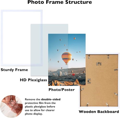 JCJMY 15x19 Picture Frame - White Wall Gallery Frame for Horizontal & Vertical Photos