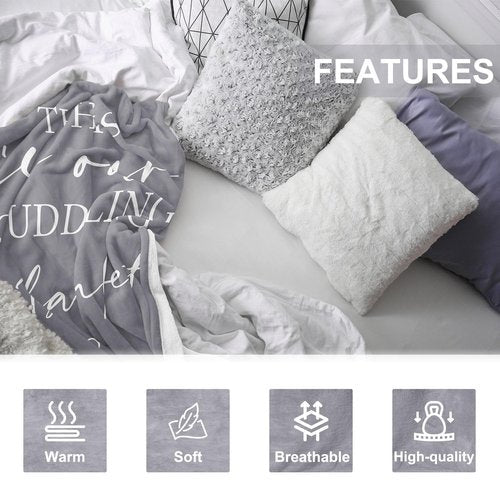 Pubrave Gifts for Her/Him/Girlfriend/Boyfriend/Wife/Husband, Anniversary Christmas Wedding Engagement Gifts for Couples/Women/Men, Romantic Couple Cuddling Blanket Grey 60x50in