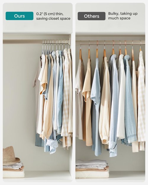 SONGMICS Clothes Hangers, Pack of 50 Plastic Coat Hangers, Space-Saving, Light Gray and Dark Gray UCRF50G