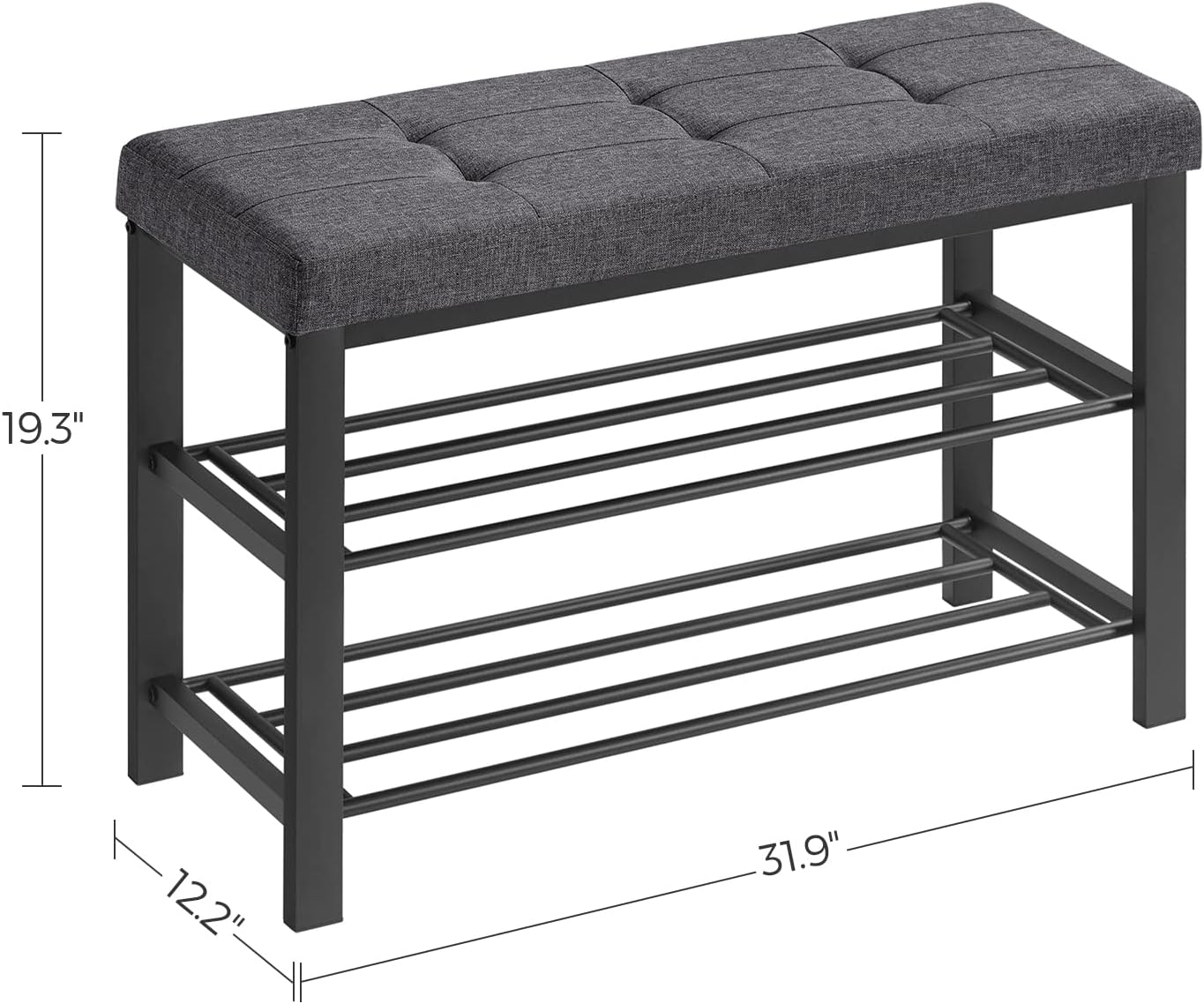 SONGMICS Shoe Bench - Modern Storage Solution with Cushion | Space-Saving Entryway Design in Dark Gray & Ink Black