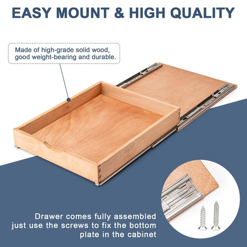Draworia Pull Out Cabinet Drawers - 6x2 Size Options (12-23'W,18-21'D), Pre-Assembled with Soft Close Slides, Solid Beechwood, Easy Installation (16'W x 21'D)