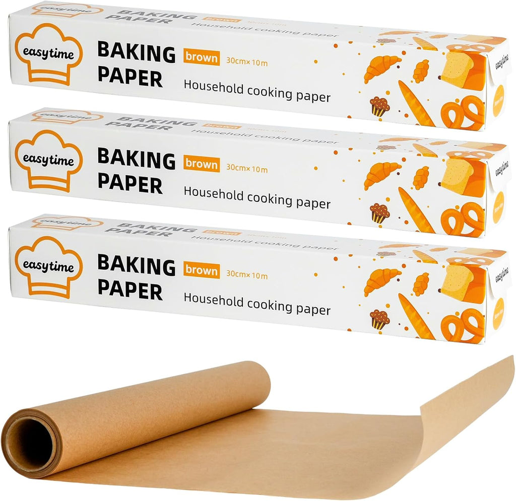 Unbleached Parchment Paper Roll - Non-Stick Baking Sheets with Built-In Cutter | 12in x 98ft, 3 Pack