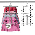 DAMITA Skirt Pants Hangers with Clips Space Saving Hanging Closet Organizer 6 Tiers Hanger with 360° Swivel Hook, Finger-Safe Design- College Dorm Room Apartment Essentials 1-Pack