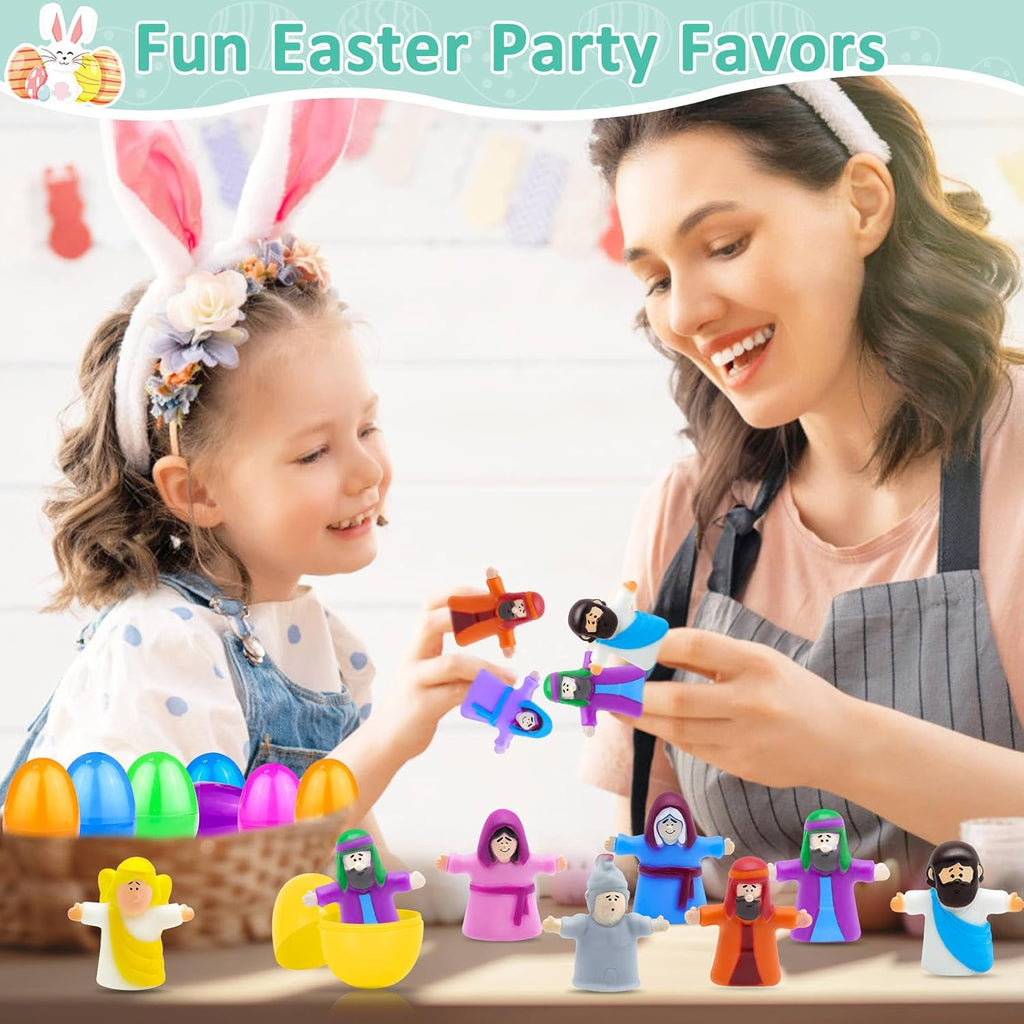 Regine Switzerland Easter Eggs - 8 Pack Religious Finger Puppets | Nativity Bible Toys for Kids