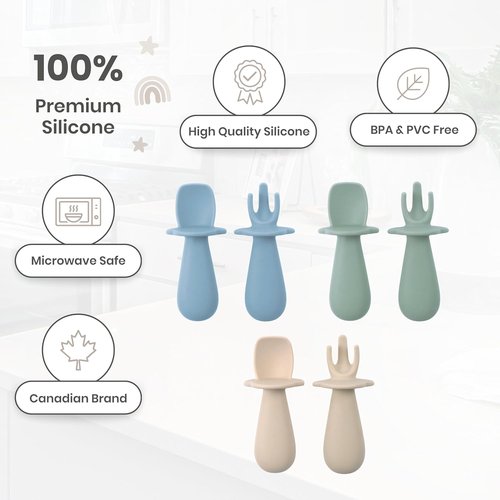 Baby Bliss Baby Spoons - 6 Pack Silicone Utensils for Self-Feeding | BPA Free, Perfect for 6 Months+
