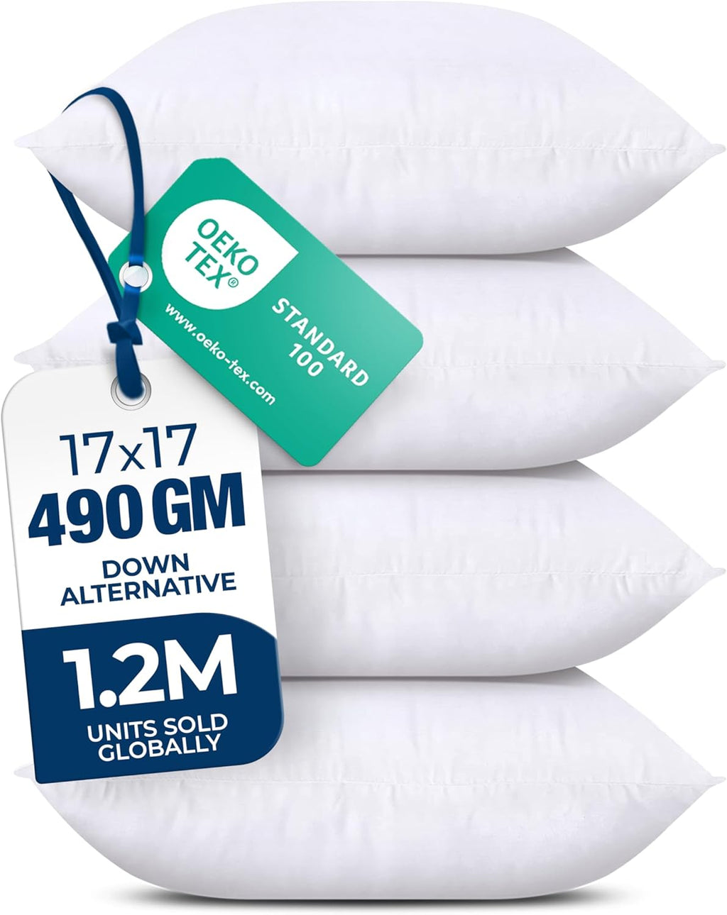 Utopia Bedding Throw Pillows - Set of 4 Fluffy 17 x 17 Inch Down Alternative Cushions | White for Bed & Sofa