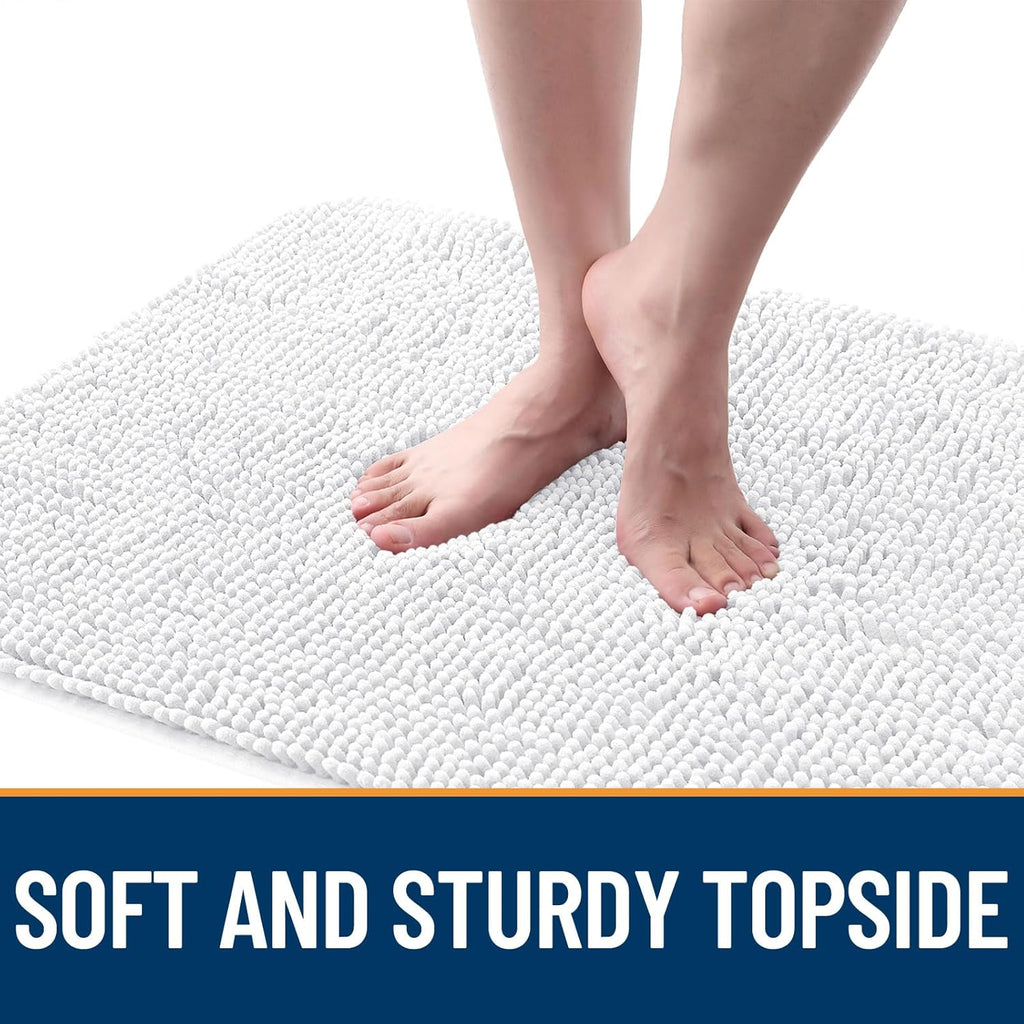 OLANLY Dog Door Mat - Absorbent Non-Slip Chenille Mat for Muddy Paws | 59x35 Inches, Quick Dry, White