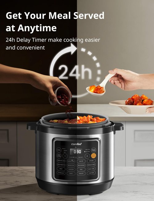 COMFEE’ Pressure Cooker 8 Quart with 16 Cooking Functions, Olla de Presion Non-Stick Pot Yogurt Maker Rice Cooker Slow Cooker Sauté Steamer, Healthy Ceramic Inner Pot