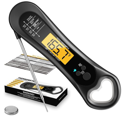 Meat Thermometer Digital - Instant Read Cooking Thermometer with Backlight & Calibration | Perfect for BBQ, Turkey, Candy