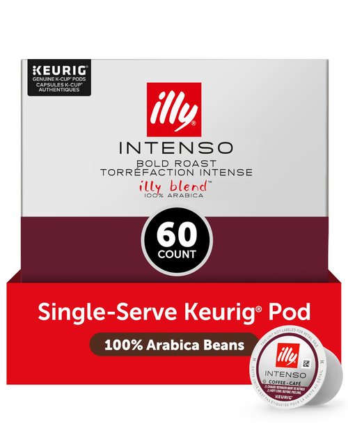 illy Coffee K Cup, Pods for Keurig Machines, Intenso Dark Roast, 100% Arabica, Premium Italian Coffee, 10 Count, 6 Pack