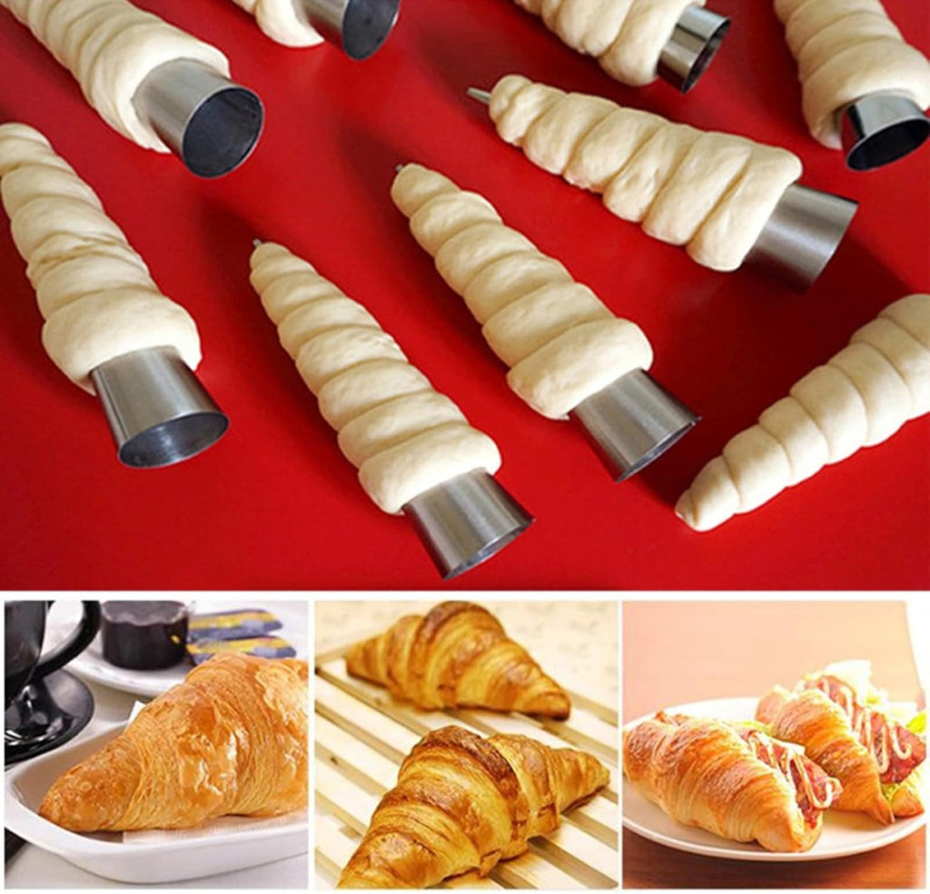 Skiennix 30 PCS Non-Stick Stainless Steel Cream Horn Molds - Large 5" for DIY Pastries & Desserts