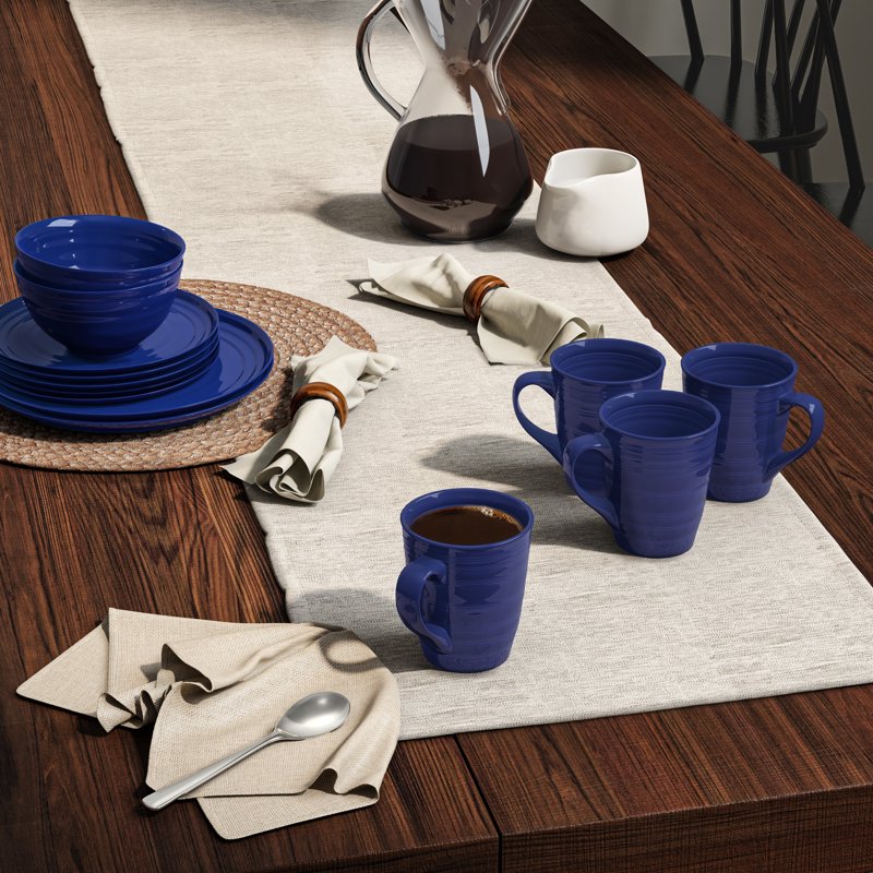 16-Piece Farmhouse Dinnerware Set - Blue