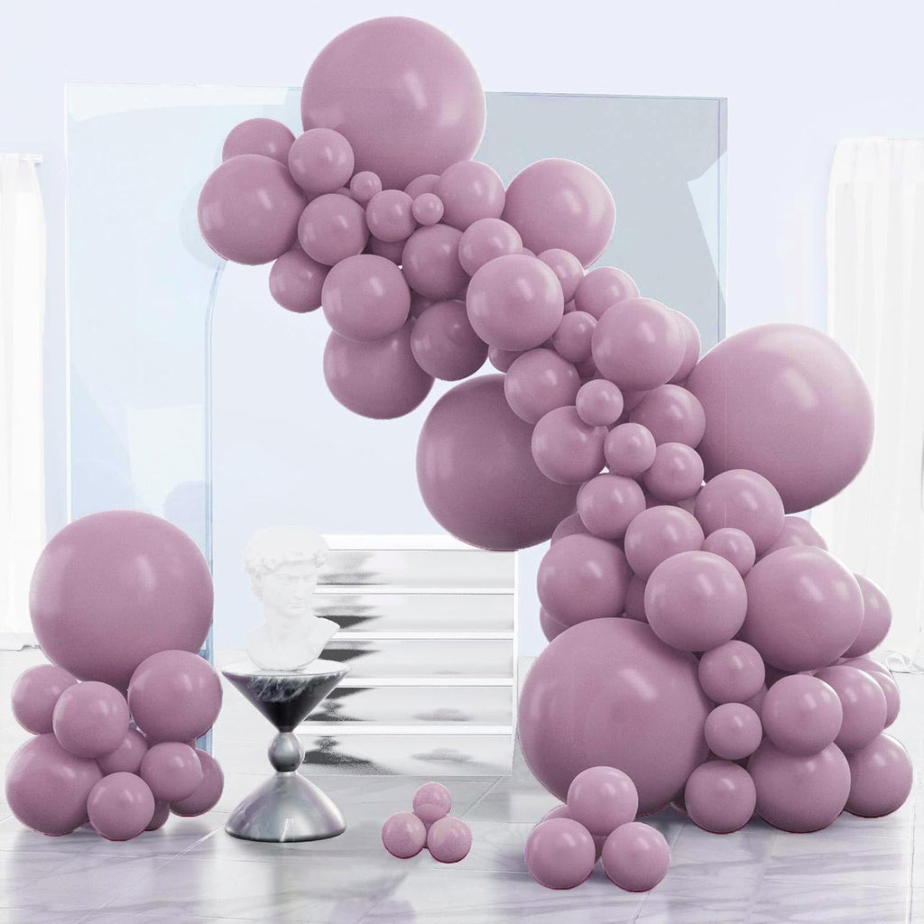 PartyWoo Dusty Purple Balloons - 140-Piece Pack in 5, 10, 12 Inch Sizes | Boho Baby Shower & Birthday Decor