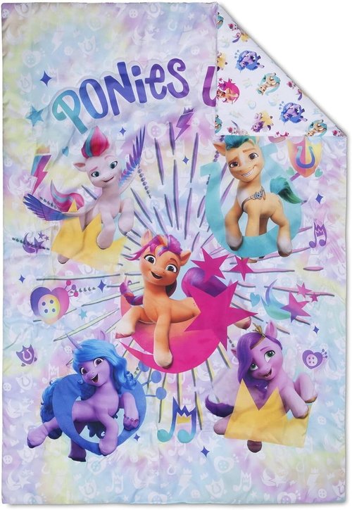 My Little Pony Sheet Set - My Little Pony Bedding Bundle for Toddler Beds Includes 1 Flat Sheet, 1 Fitted Sheet, 1 Pillow Cases, 1 Quilted Bedspread, More | MLP Bedding