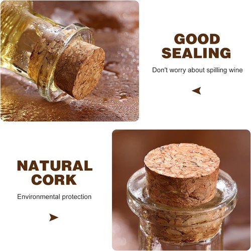 25 Pack Assorted Tapered Cork Stoppers, 5 Sizes Natural Wooden Wine Bottle Plugs Replacement for Small Apothecary Jar, Beer Beverage Sealing, DIY Projects