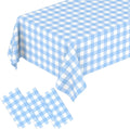Skiennix Light Blue Gingham Tablecloth - Disposable Waterproof Rectangular Cover | 54" x 108" for Parties & Picnics