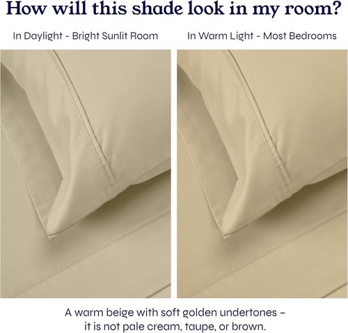 California Design Den King Pillowcase Set - 400 Thread Count, 100% Cotton, Soft & Breathable - Beige