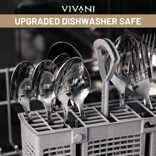 VIVANI 16-Piece Premium 18/10 Forged Flatware Set for 4, Heavy Duty Stainless Steel Silverware Cutlery for Fine Dining, Weddings & Banquets, Elegant Utensils in Black Gift Box