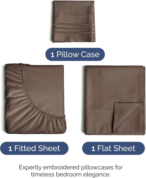 Hotel Luxury Twin XL Sheet Set by [Brand Name] - Comfy, Breathable & Cooling - Ultra-Soft, Deep Pockets, Wrinkle-Free - Brown