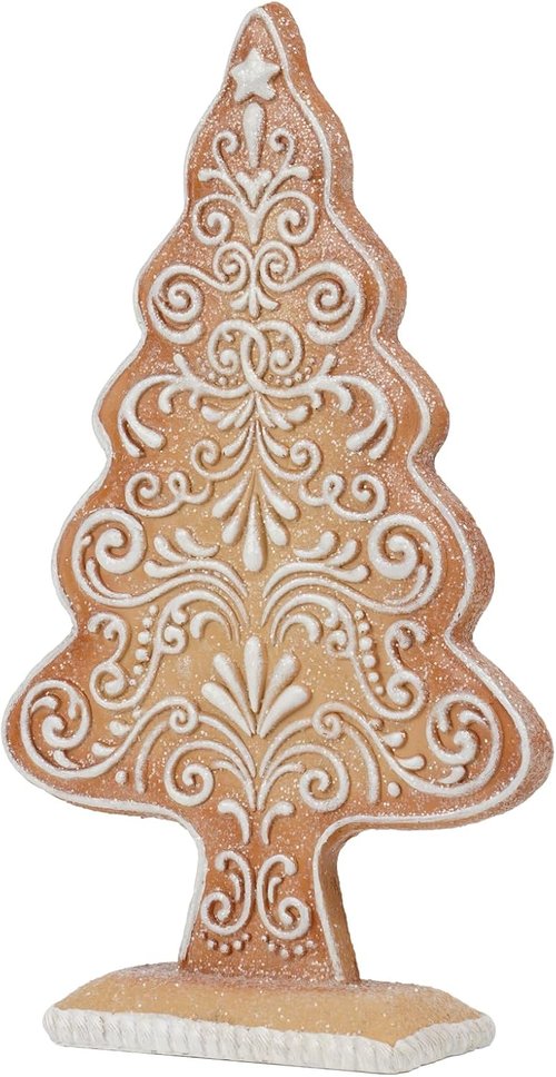 Braxio Gingerbread Christmas Tree Figurines - Stunning Sequined Tabletop Decoration | 5.5x2.25x10 Inch