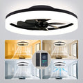 ropelux Ceiling Fan with Light and Remote, Color Temperature Changeable and Dimmable with 6 Speeds for Bedroom,Kids Room (RP1138-Black, 15.7 inches)