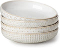 MALACASA Pasta Bowls - 48 Oz Large Ceramic Salad Bowls | Modern Relief Design, Set of 4, Microwave & Dishwasher Safe