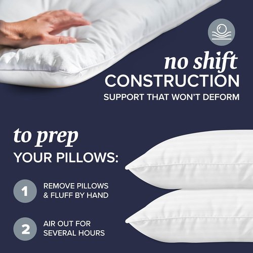 Beckham Hotel Collection Queen Size Pillows - Soft, Hypoallergenic Comfort | Set of 2