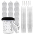 Disposable Paint Spray Gun Cup Liners and Lid System, 50 Pack Mini Size 6 Ounce (200ml) Kit - Paint Spray Gun Cups 50 Cup Liners, 50 Lids with Strainer, 1 Hard Cup with Retainer Ring and 20 Plugs